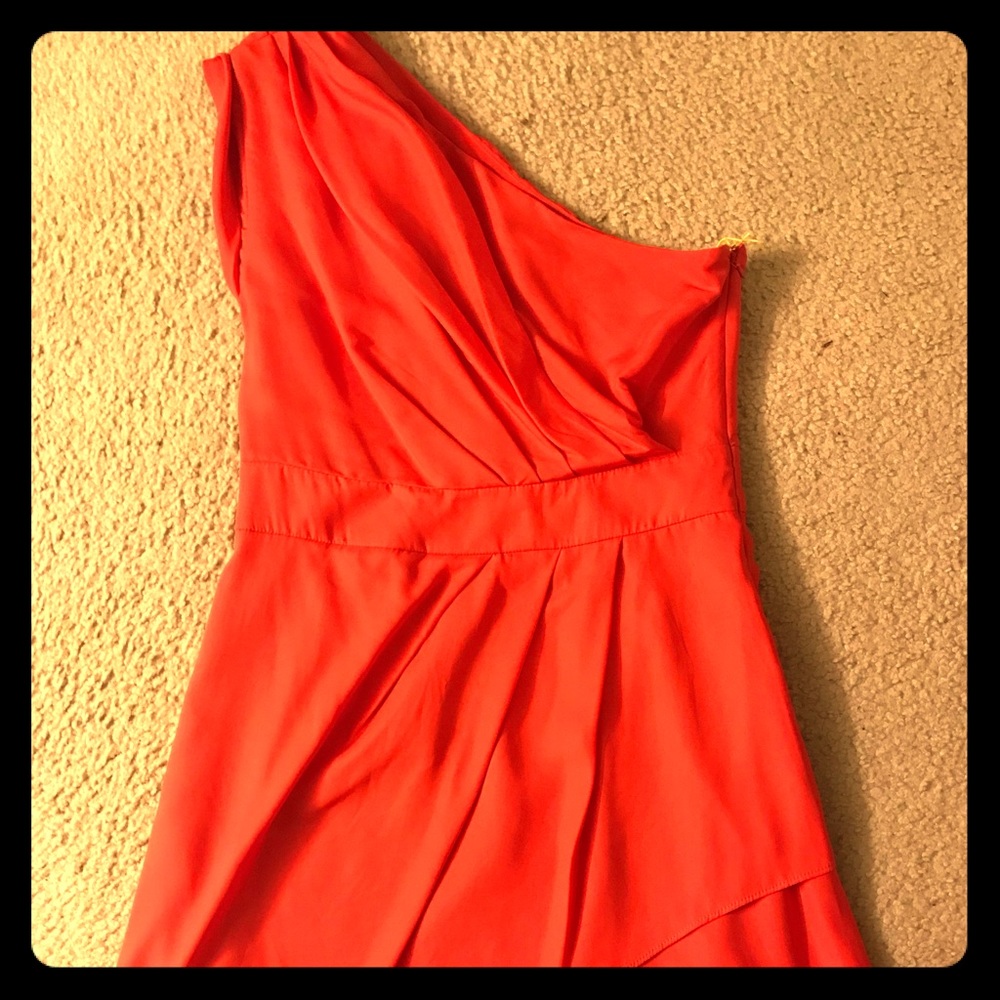 BCBG Coral one-shouldered dress
